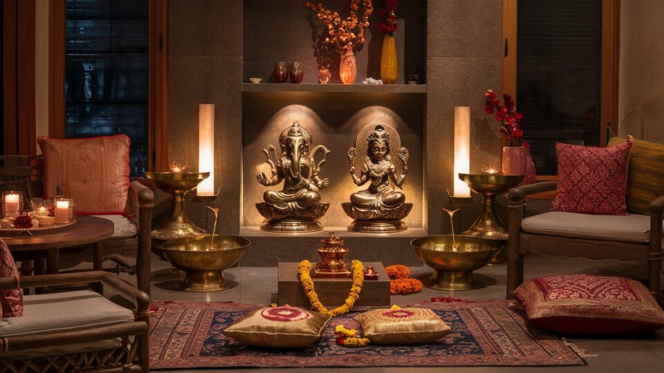 Indian brass idols and heritage decor
