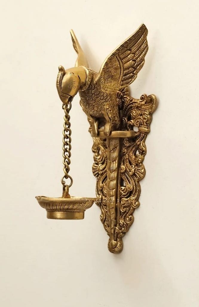 Brass Bracket - Parrot Sculpture Wall Hanging Oil Diya