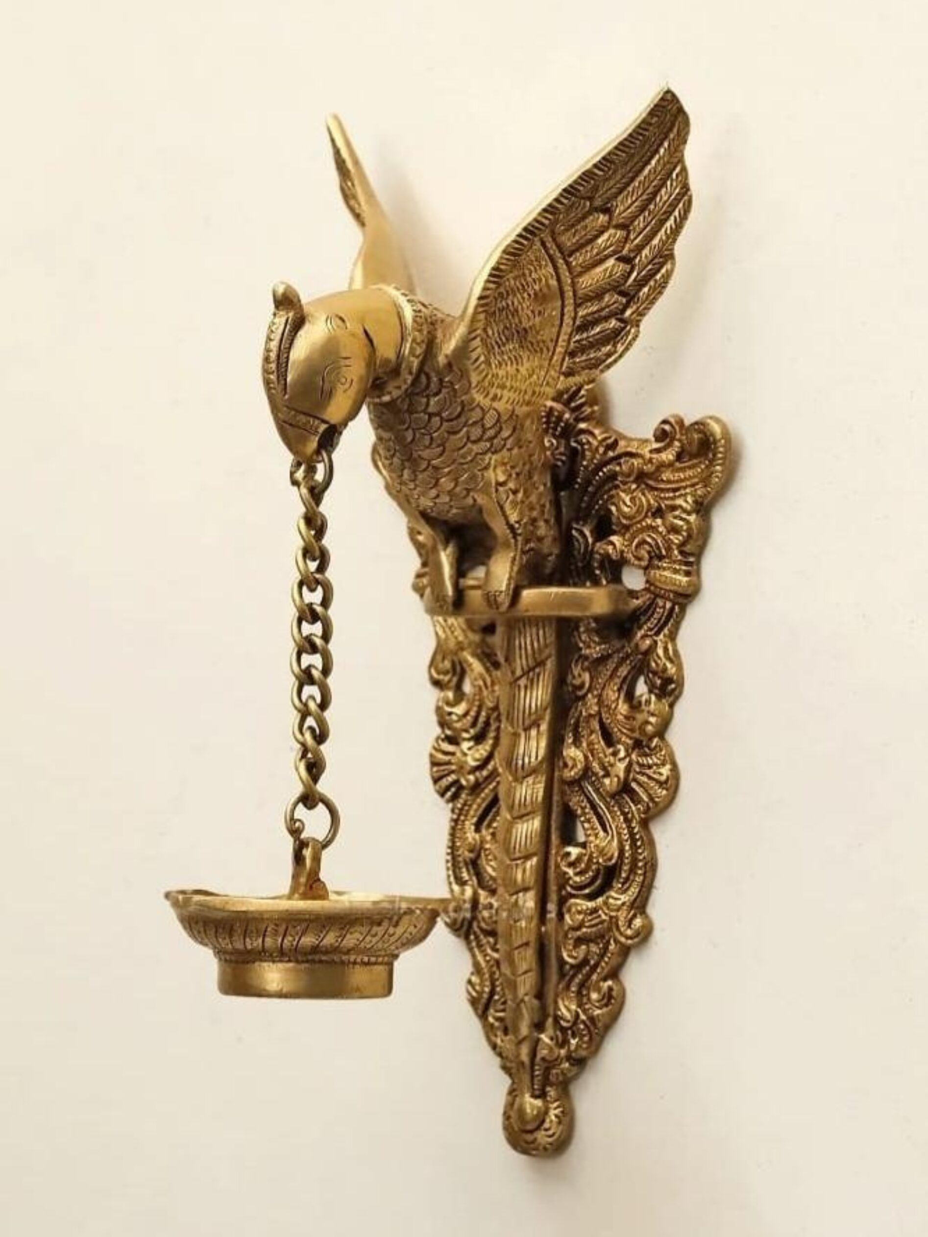 Brass Bracket – Parrot Sculpture Wall Hanging Oil Diya
