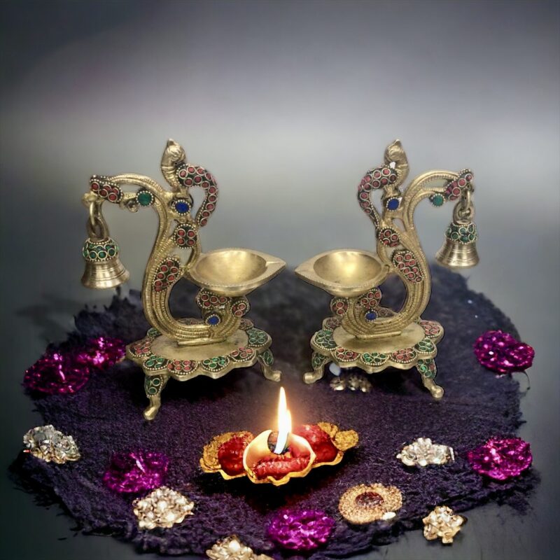 Peacock Decorative Diyas - Set of 2