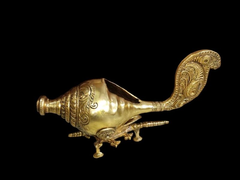 Brass Shankh/Conch on Stand