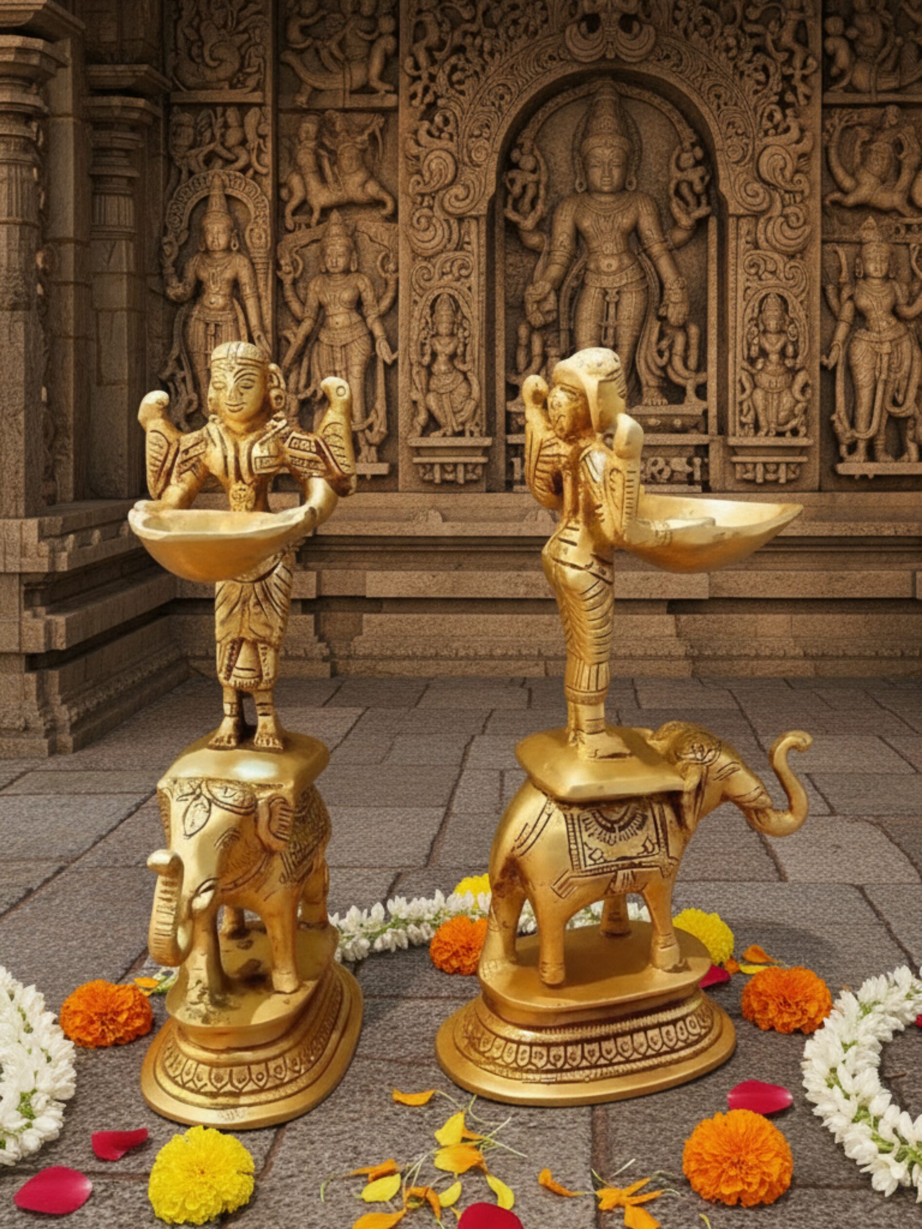 Brass Deep Lakshmi Elephant Diya (3)