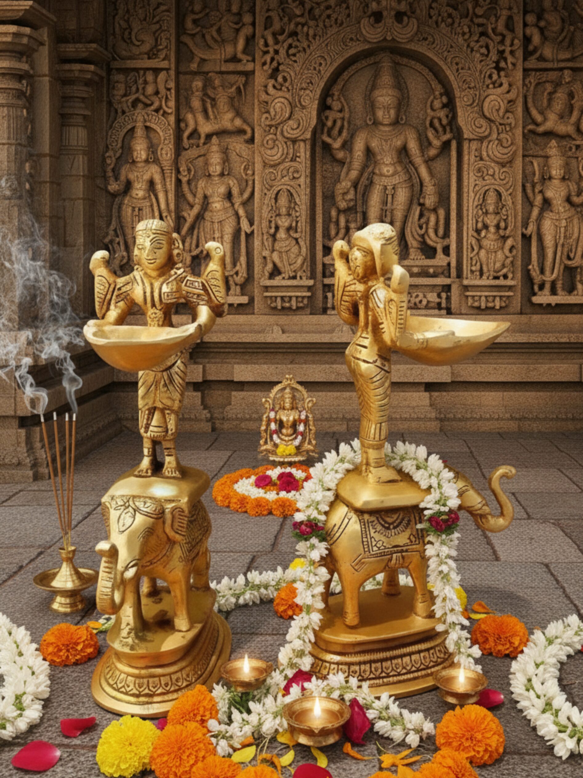 Brass Deep Lakshmi Elephant Diya (4)