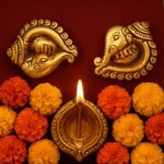 Brass Ganesha Conch Diya Set of 4 (3)