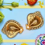 Brass Ganesha Conch Diya Set of 4 (4)