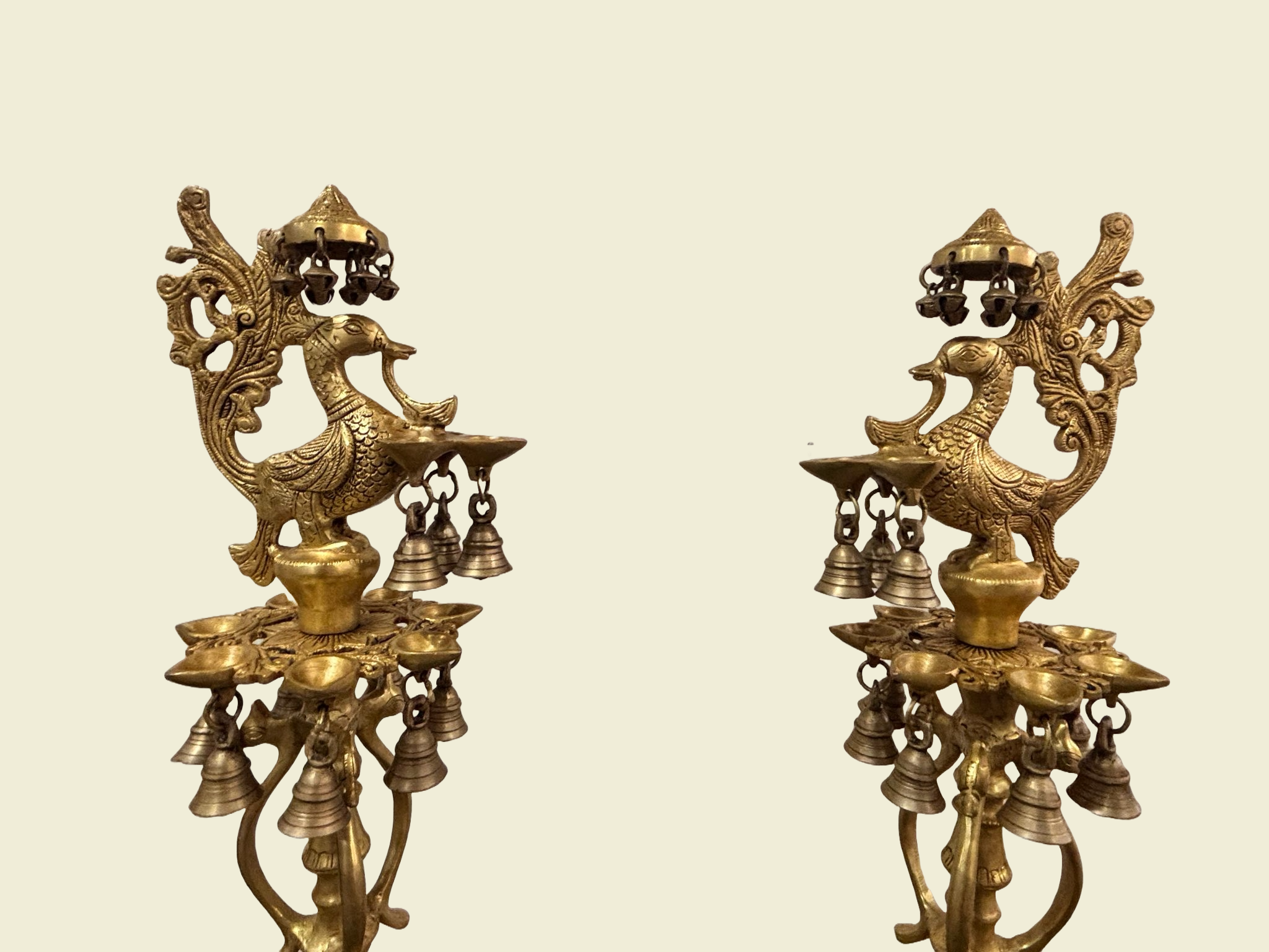 Handcrafted brass hanging diya lamps