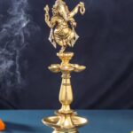 Dancing Ganesha Brass Diya Stand