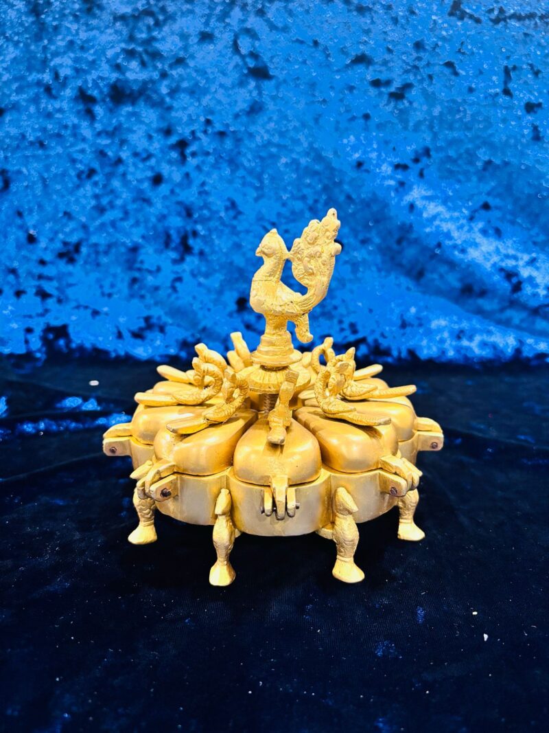 Brass Peacock Kumkum Box