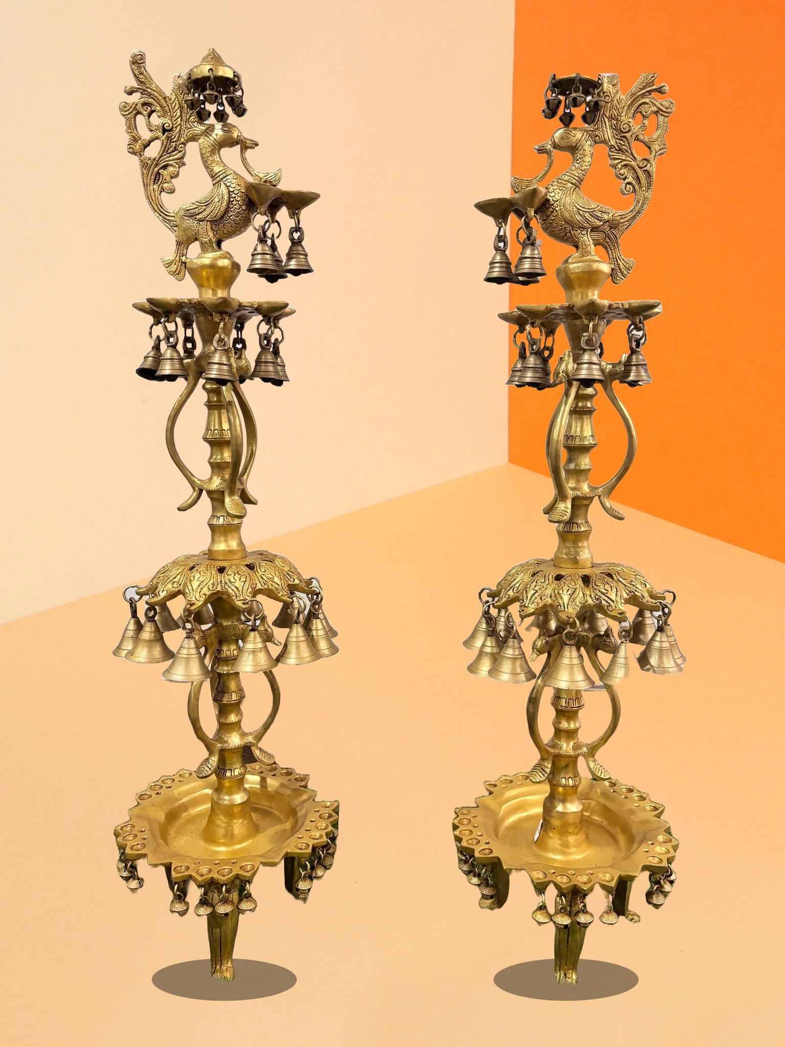 Handcrafted brass hanging diya lamps