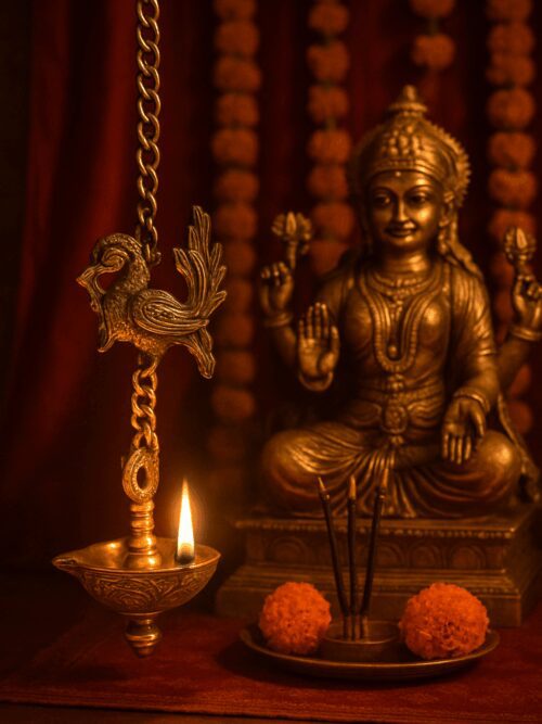 Traditional Brass Peacock Hanging Diya (2)