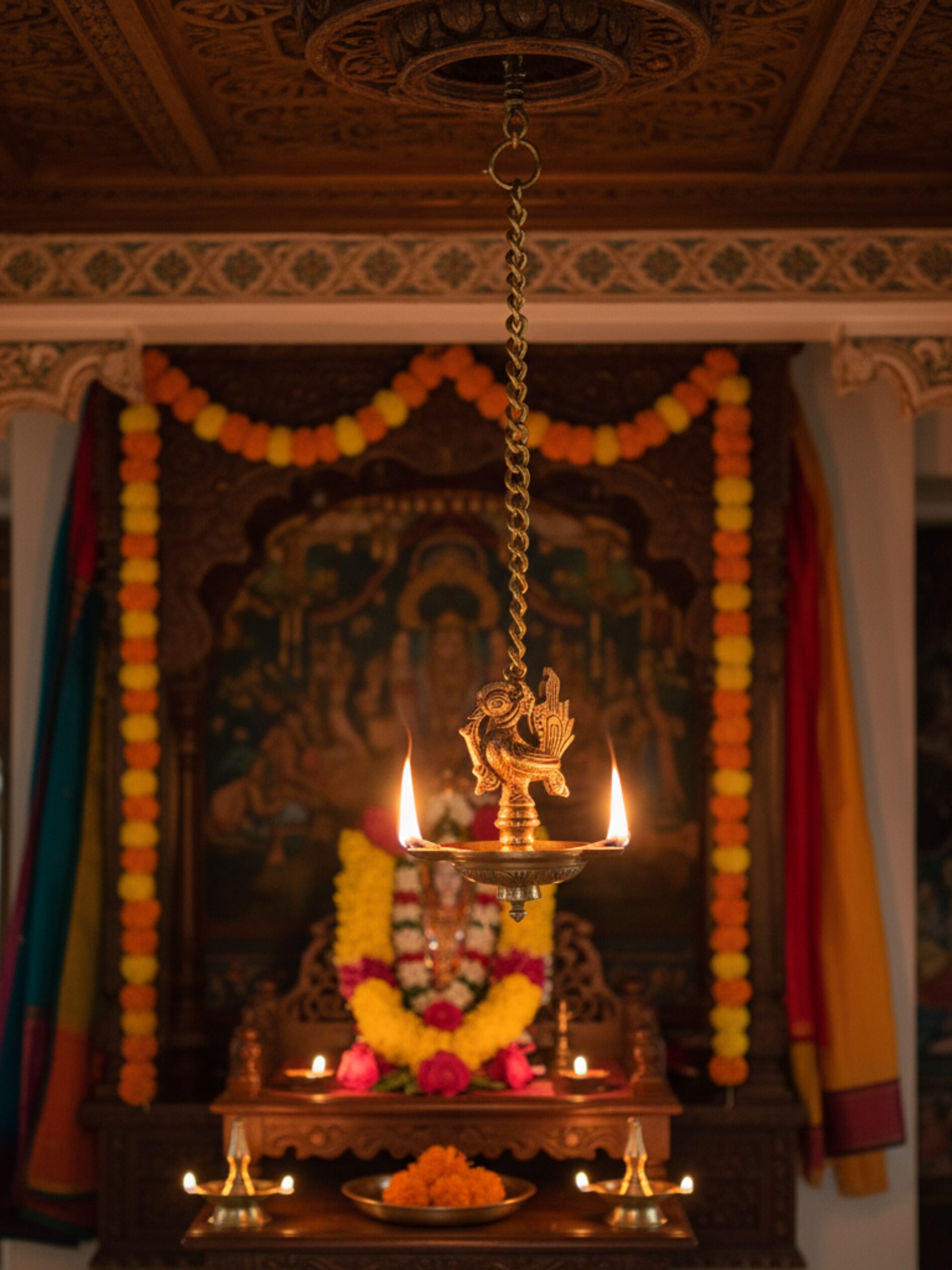 Traditional Brass Peacock Hanging Diya (5)